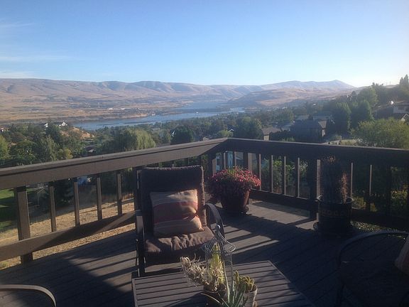 Deck with east view & dam