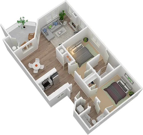 Floor plan 2BD, 2BTH SD