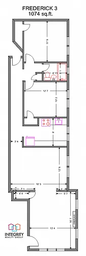 Floor plan Frederick, 2 Bedroom 1 Bath
