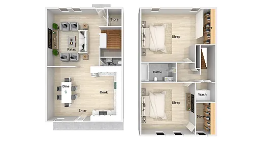 Floor plan 2 Bedroom 1.5 Bathroom Townhome Renovated