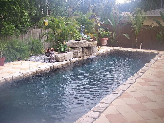 Pool with waterfall