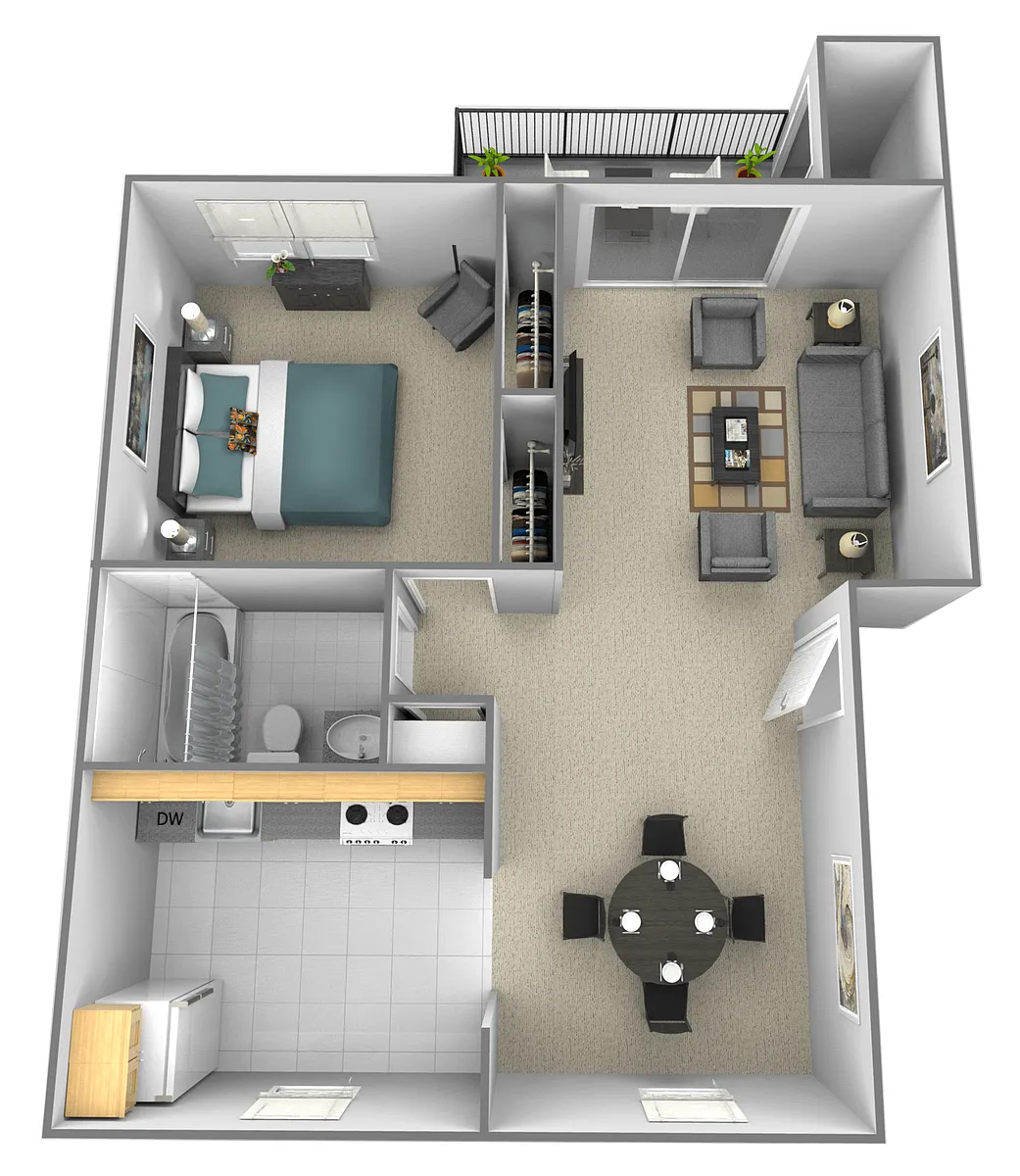 Floor plan 1 Bedroom 1 Bath