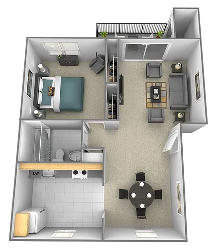 Floor plan 1 Bedroom 1 Bath