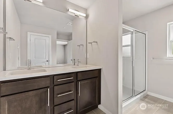 Primary Bathroom with Dual Vanity & Walk-In Shower
