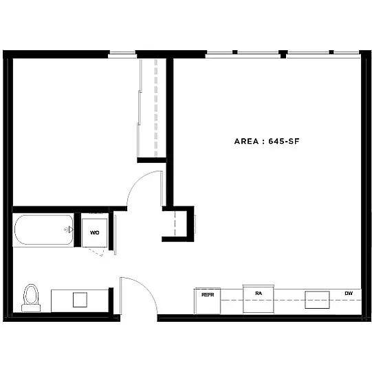 Floor plan 1 Bed, 1 Bath - Apt G
