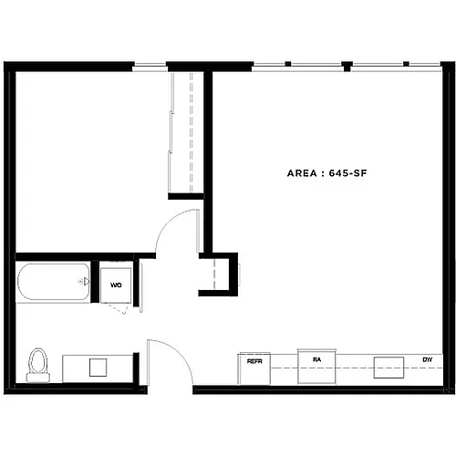 Floor plan 1 Bed, 1 Bath - Apt G