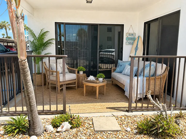 AI-staged photo of furnished patio.