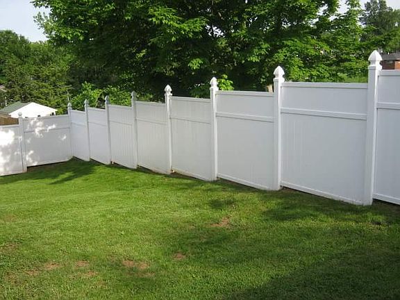 vinyl fenced in back yard