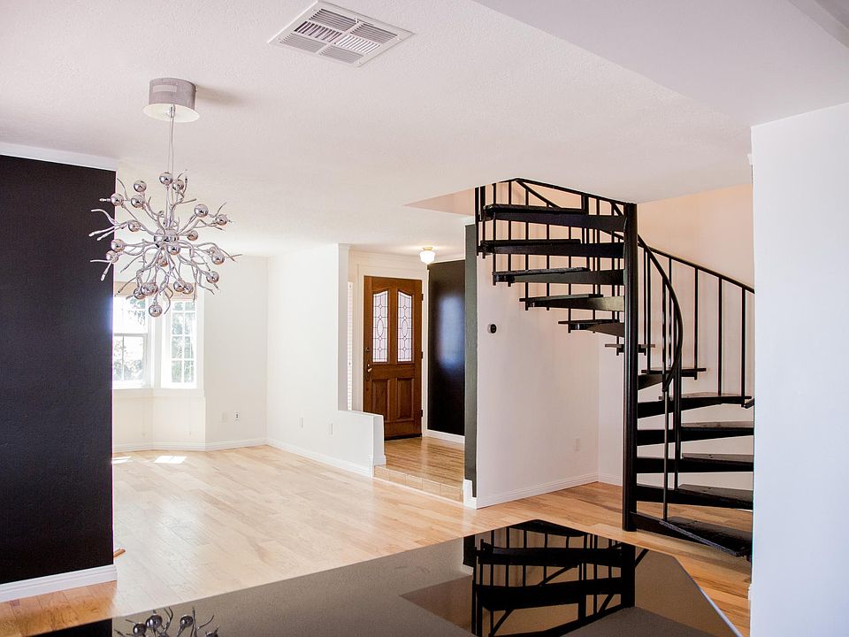 view of the ground level from the kitchen prior to the kitchen and foyer remodel.
