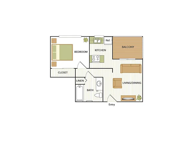 Floor plan One Bedroom, One Bath