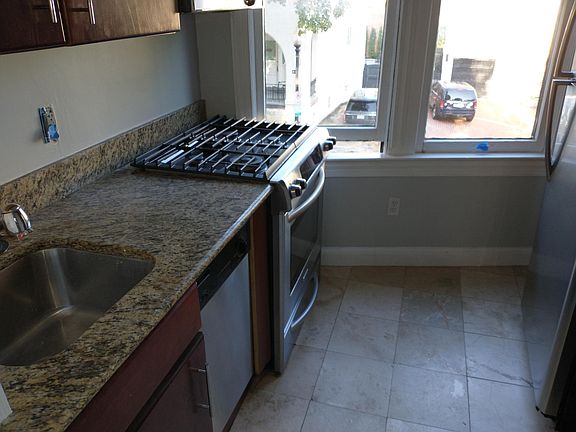 Kitchen showing sink, dishwasher, gas stove