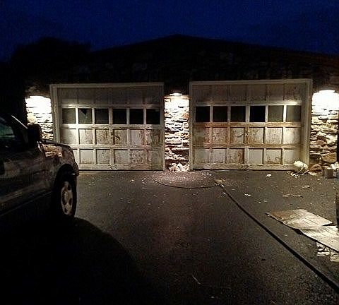 night view of garage