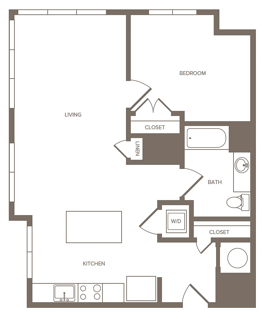 Floor plan 1 Bed/1 Bath-I