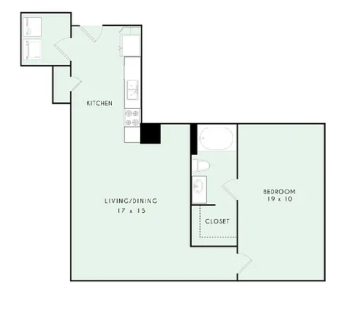 Floor plan A16 1x1 872sqft