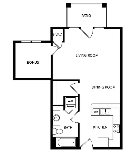 Floor plan Studio F with Den
