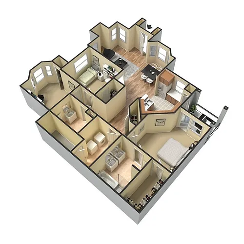 Floor plan Three-bedrooms Two-Baths