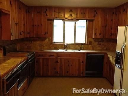 Kitchen with vintage pine cabinets