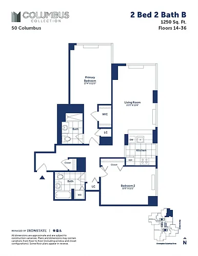 Floor plan 2 Bed 2 Bath B