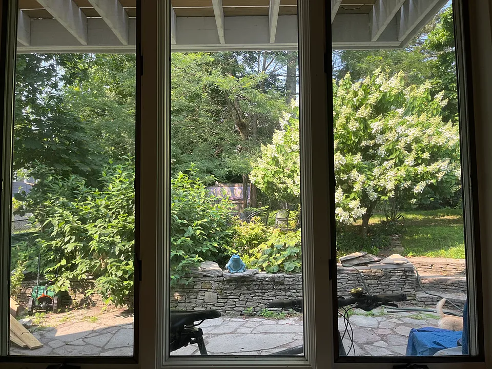Entry from patio and gardens (That''s a bike that snuck into the photo)