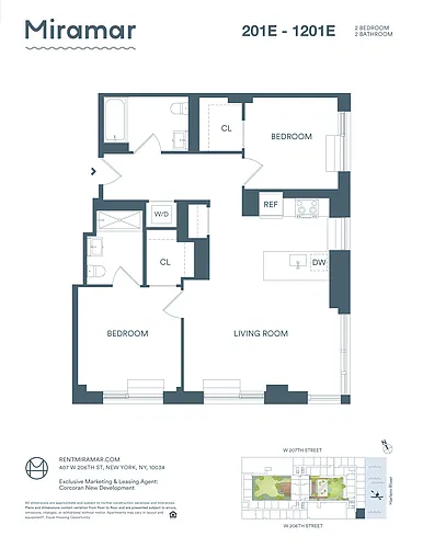 Floor plan 2 Bedroom 01E