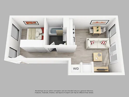 Floor plan Small 1 Bedroom Private Patio Courtyard