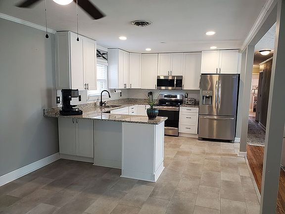 Kitchen view from fireplace