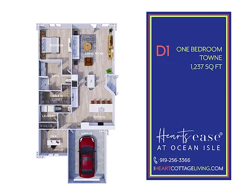 Floor plan D1 Towne - One Bedroom With Den