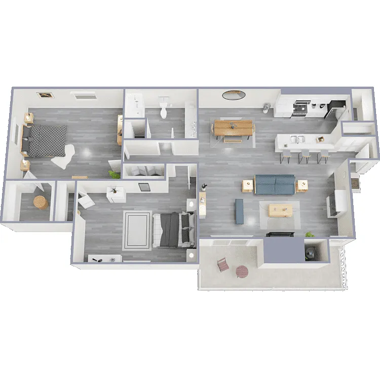 Floor plan 2 Bed 1 Bath