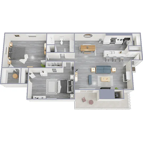 Floor plan 2 Bed 1 Bath