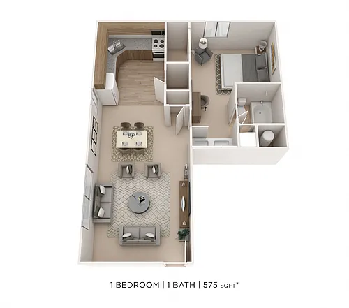 Floor plan One Bedroom- 575qft