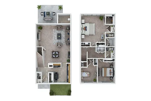 Floor plan 3 Bed 2 Level Townhome