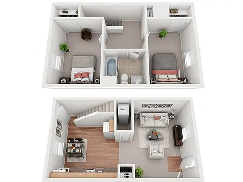 Floor plan 2 Bedroom Townhome