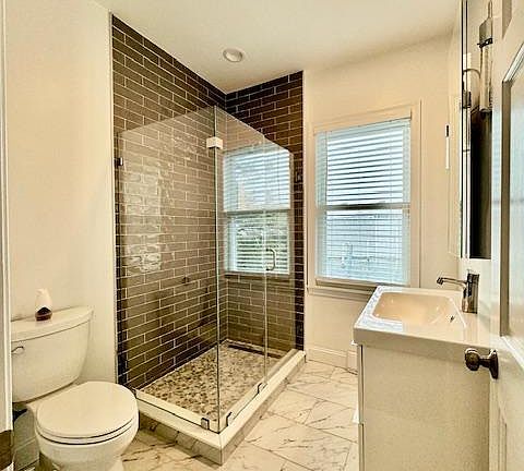 Large newly renovated bathroom.