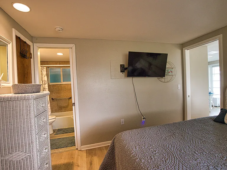 Bedroom TV to bathroom