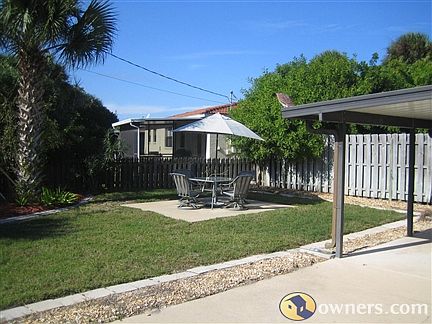 Patio in backyard