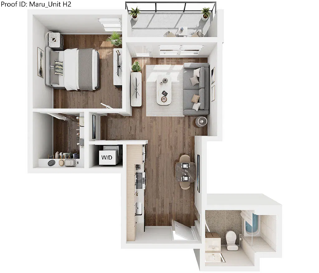Floor plan H2 - 1 Bedroom