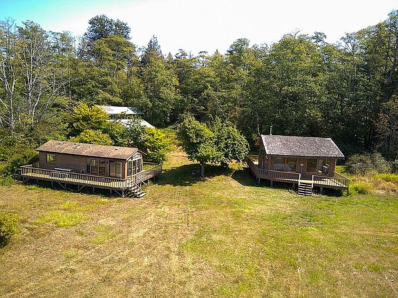 Aerial photo cabins & barn