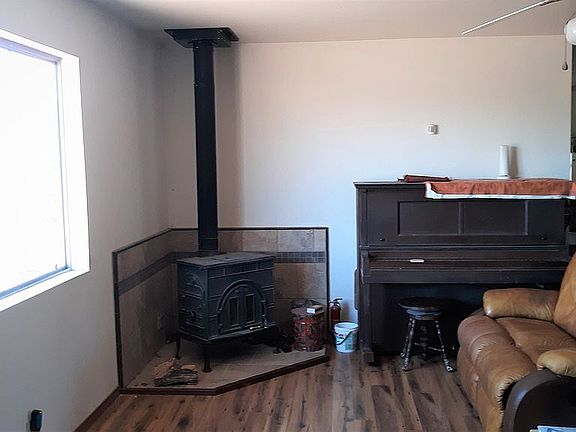 Living rm with wood stove