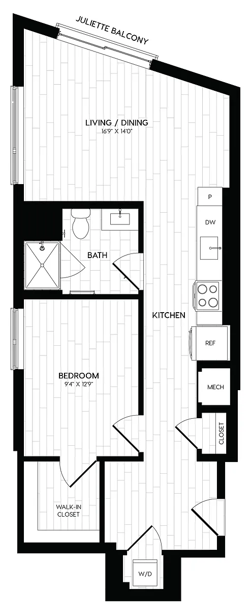 Floor plan 1 Bed/1 Bath-A10