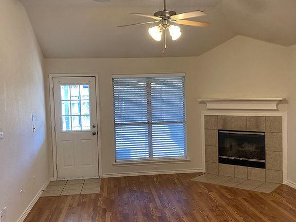 Looking into the family room from the entry.