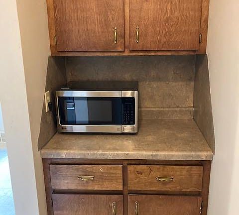 kitchen nook for microwave, coffee maker & storage