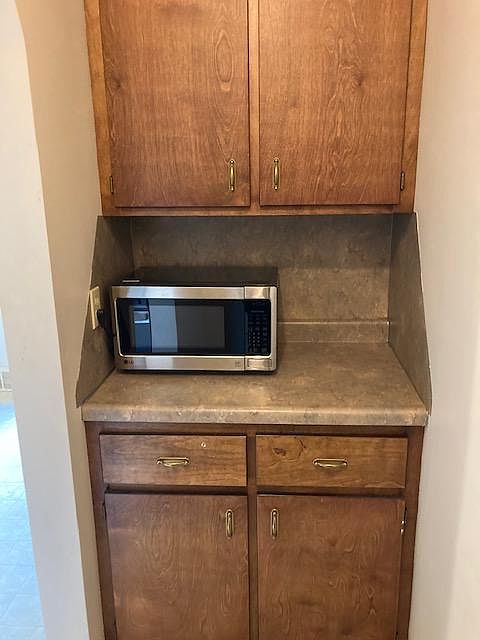 kitchen nook for microwave, coffee maker & storage