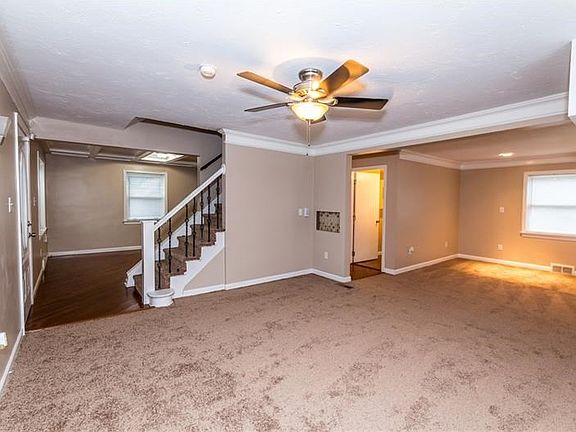 View from living room to entry and dining room.
