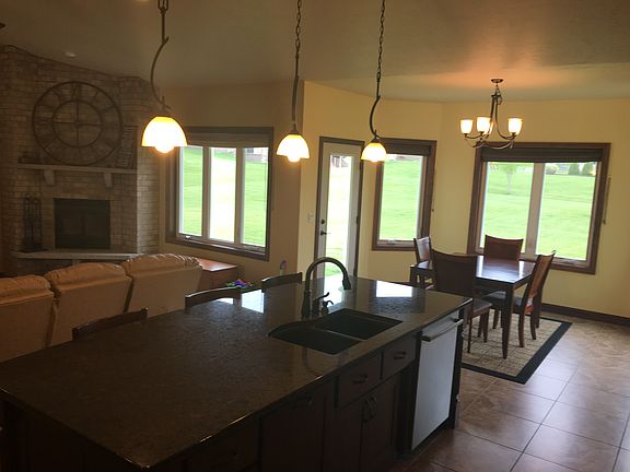 island and dining room