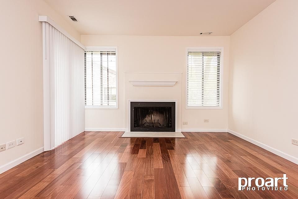 Living room, wood burning fireplace.