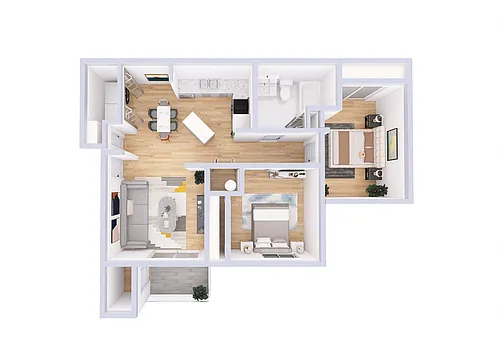 Floor plan 2 Bedroom, 1 Bathroom - 833 Sq. Ft.