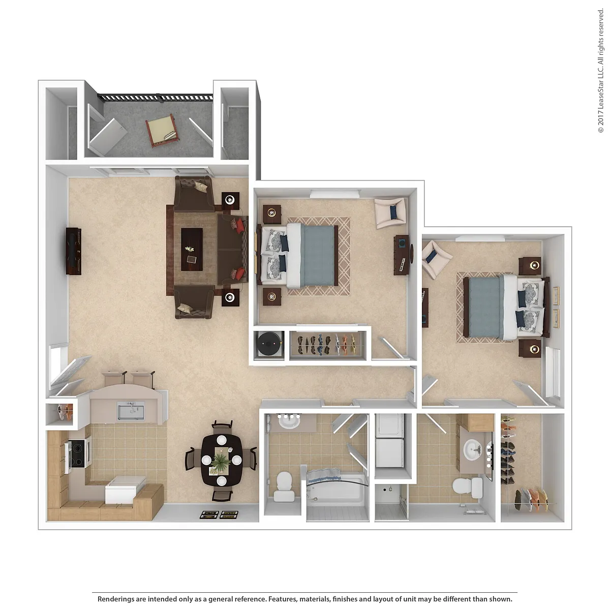 Floor plan 2 Bedroom Traditional