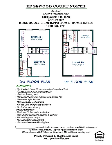 Floor plan 2 Bedroom Townhomes