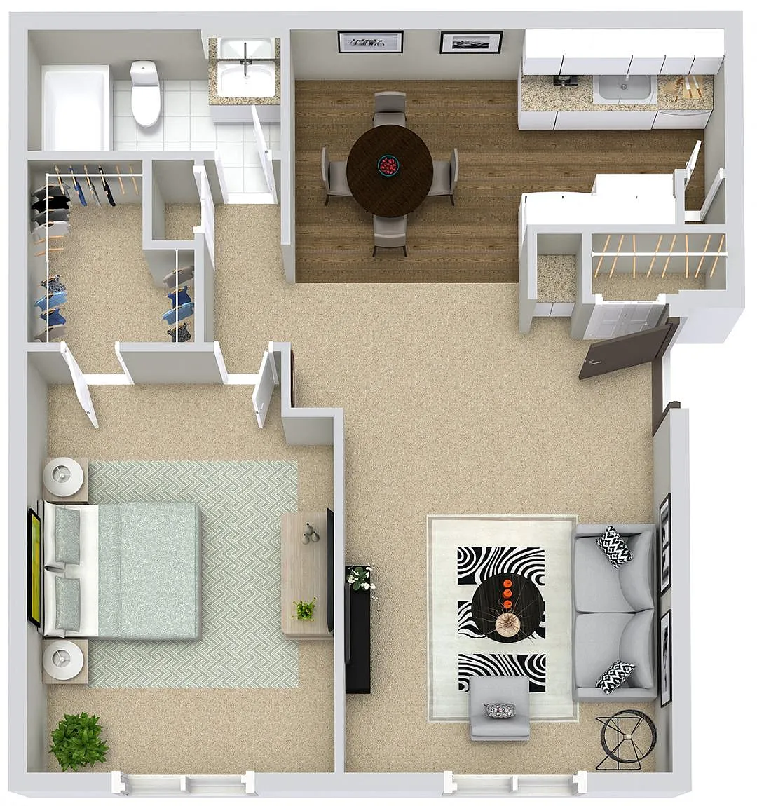 Floor plan 1 Bedroom 1 Bath