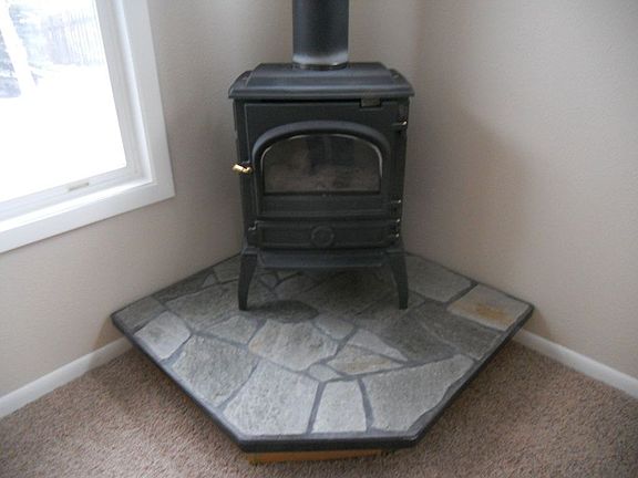gas fireplace with slate base